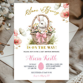 Convites Boho Pink Bow Floral Easter Bunny Baby Shower