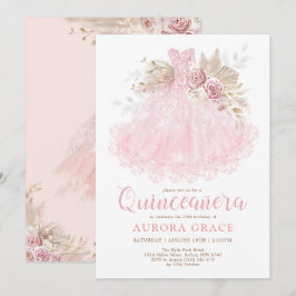 Convites Boho Pink Dress Quinceañera Mis Quince 15 Años