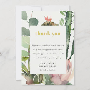 CONVITES BOHO PINK FLORAL CACTI FOLIAGE CASAMENTO OBRIGADO