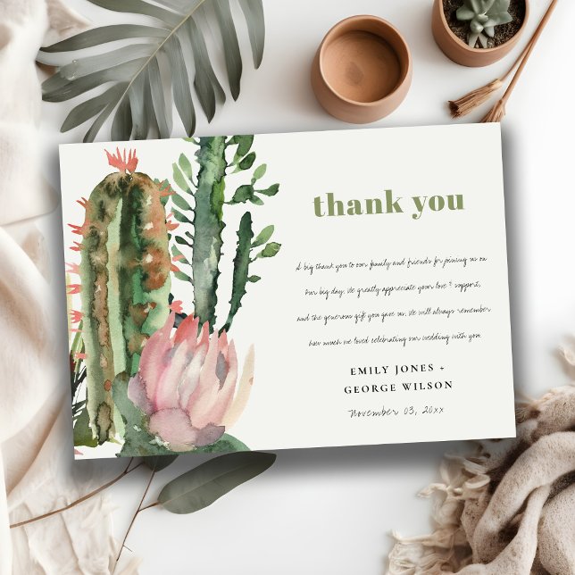 CONVITES BOHO PINK FLORAL CACTI FOLIAGE CASAMENTO OBRIGADO (Criador carregado)