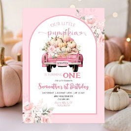 Convites Boho Pink Floral Little Pumpkin Girl Aniversário