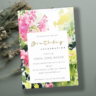 Convites Boho Pink Green Tropical Bougainvillea Aniversário