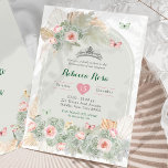 Convites Boho Pink Sage Coroa Real Verde Quinceañera<br><div class="desc">Boho Pink Sage Green Crown Quinceañera Convite</div>