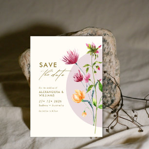 Convites Boho Primavera único Wildflower Salvar data