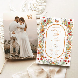 Convites Boho Primavera Watercolor Wildflower Casamento Fot