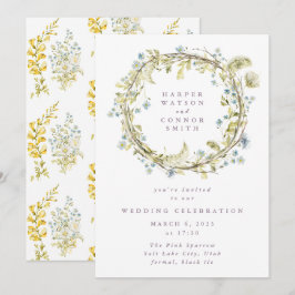 Convites Boho Primavera Wreath Wildflower Pampas Casamento