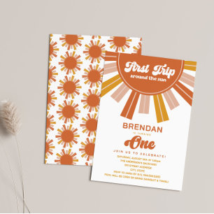 Convites Boho Primeira Viagem Ao Redor Do Sol Primeiro Aniv