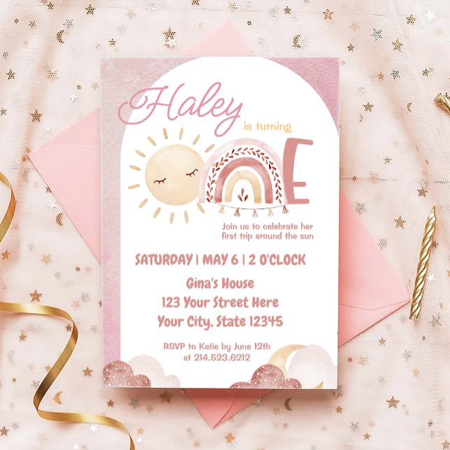 Convites Boho Primeira viagem em torno da festa do primeiro (Criador carregado)