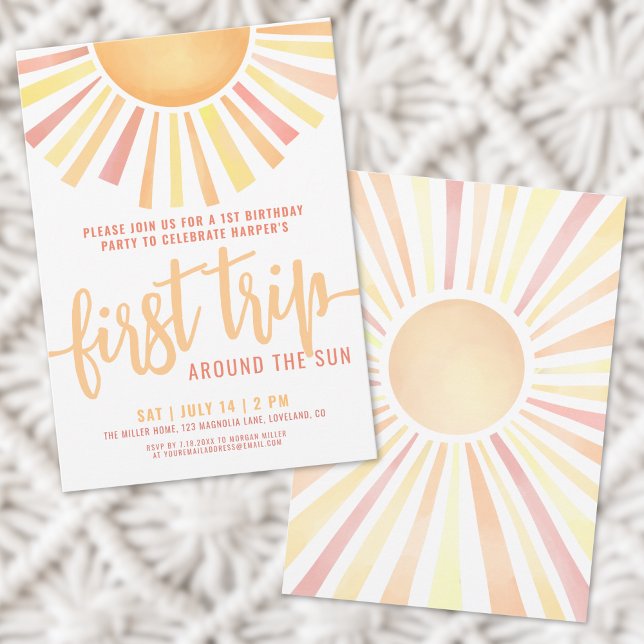 Convites Boho Primeira Viagem Em Torno Do primeiro aniversa (Boho First Trip Around The Sun 1st Birthday Invitation)