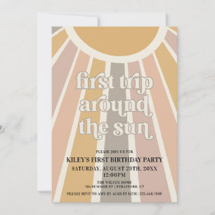Convites Boho Primeira Viagem Em Torno Do Sol Primeiro Aniv