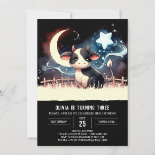 Convites Boho Printable Cow Birthday