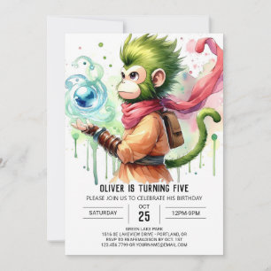 Convites Boho Printable Monkey Birthday