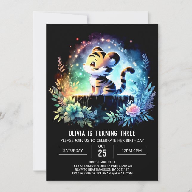 Convites Boho Printable Tiger Birthday (Frente)