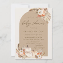 Boho Pumpkin Pampas Grass Chá de fraldas Arco Flor