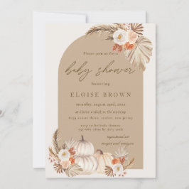 Convites Boho Pumpkin Pampas Grass Chá de fraldas Arco Flor