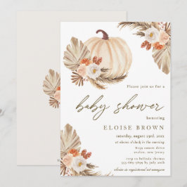 Convites Boho Pumpkin Pampas Grass Chá de fraldas Floral