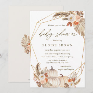 Convites Boho Pumpkin Pampas Grass Chá de fraldas Floral I