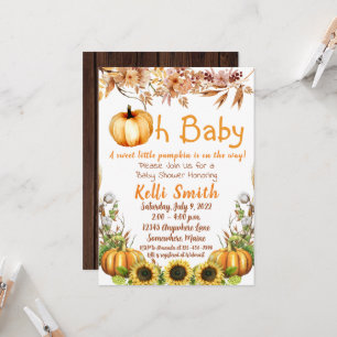 Convites Boho Pumpkin Sunflower Baby Shower