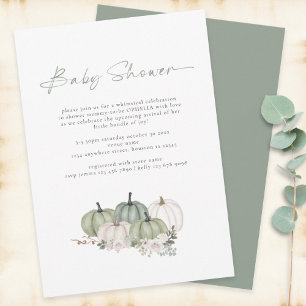 Convites Boho Pumpkins Sage Green Chá de fraldas