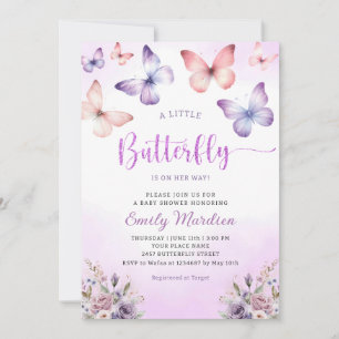 Convites Boho Purple A Little Butfly Chá de fraldas