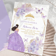 Boho Purple Butterfly Mexicana Princesa Quinceañer