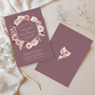 Convites Boho Purple Flowers Wreath Casamento
