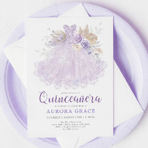 Boho Purple Lilac Quinceañera Princesa Vestida