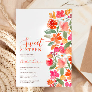 Convites Boho queimado orange ternura floral doce 16