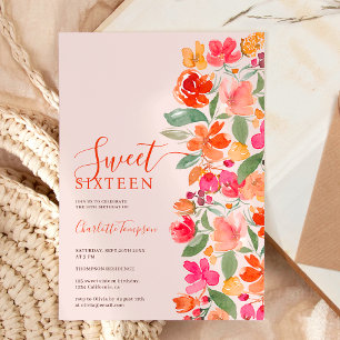 Convites Boho queimado orange ternura floral doce 16