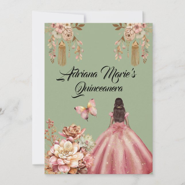 Convites Boho Quinceanera (Frente)