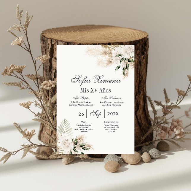 Convites Boho Quinceanera espanhol (Criador carregado)