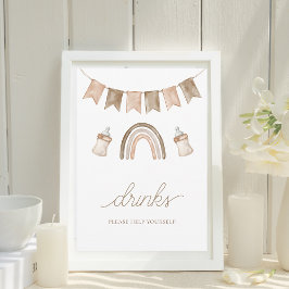 Convites Boho Rainbow Bebe Gênero Chá de fraldas neutro