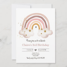 Boho Rainbow Birthday Invent Girl Rustic