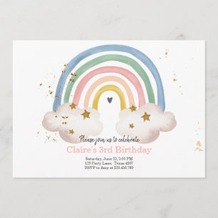 Convites Boho Rainbow Birthday Invent Girl Rustic