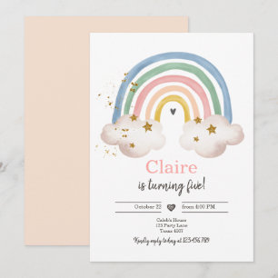 Convites Boho Rainbow Birthday Invent Girl Rustic