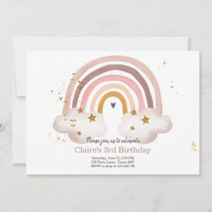 Convites Boho Rainbow Birthday Invent Girl Rustic