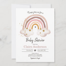 Convites Boho Rainbow Chá de fraldas Invitation Girl Rustic