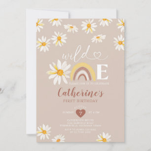 Convites Boho Rainbow Daisy Flowers Selvagens Um Aniversári