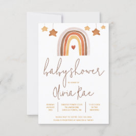 Convites Boho Rainbow e Stars Chá de fraldas Neutro por Gên