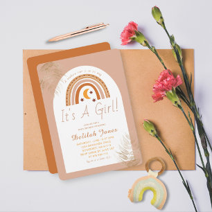 Convites Boho Rainbow É um Chá de fraldas