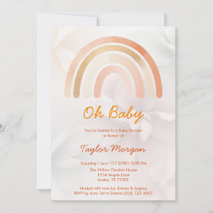 Convites Boho Rainbow Floral Gênero Chá de fraldas neutro