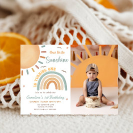 Convites Boho Rainbow Little Sunshine primeiro aniversario