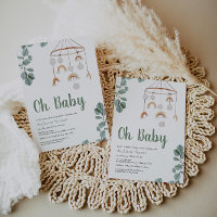 Boho Rainbow Mobile Chá de fraldas Greenery Invita