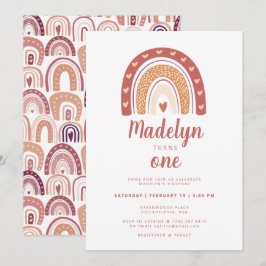 Convites Boho Rainbow Padrão Primeiro Aniversário