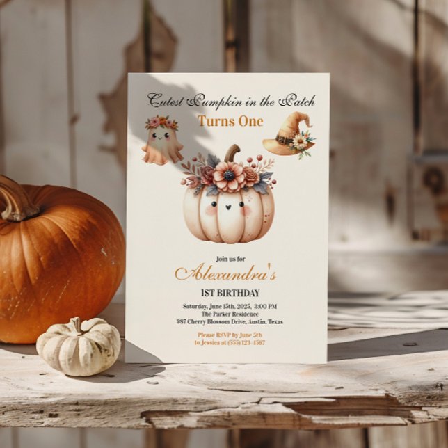 Convites Boho Rainbow Spooky Primeiro Aniversário (Criador carregado)