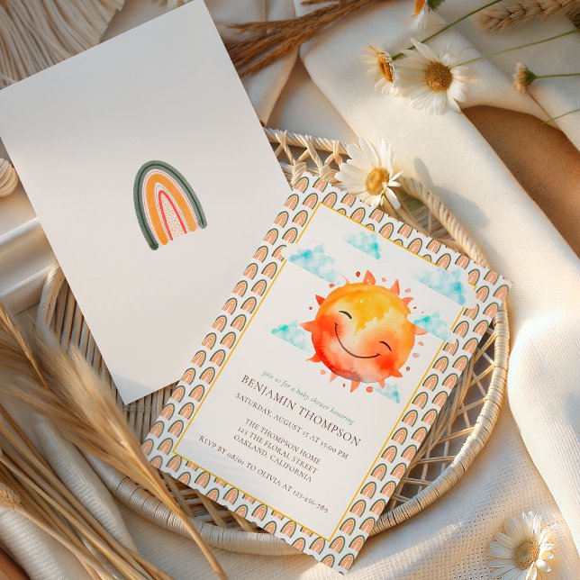 Convites Boho Rainbow Sunshine Gender Neutral Baby Shower (Criador carregado)