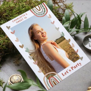 Convites Boho Rainbow Sweet 16 Festa de aniversário modern