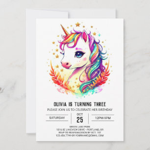 Convites Boho Rainbow Unicorn Birthday