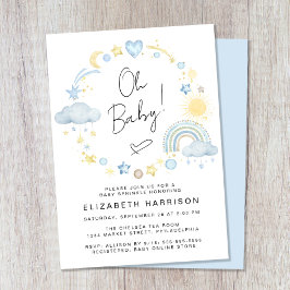 Convites Boho Rainbow Watercolor Baby Boy Sprinkle