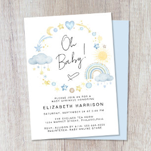 Convites Boho Rainbow Watercolor Baby Boy Sprinkle